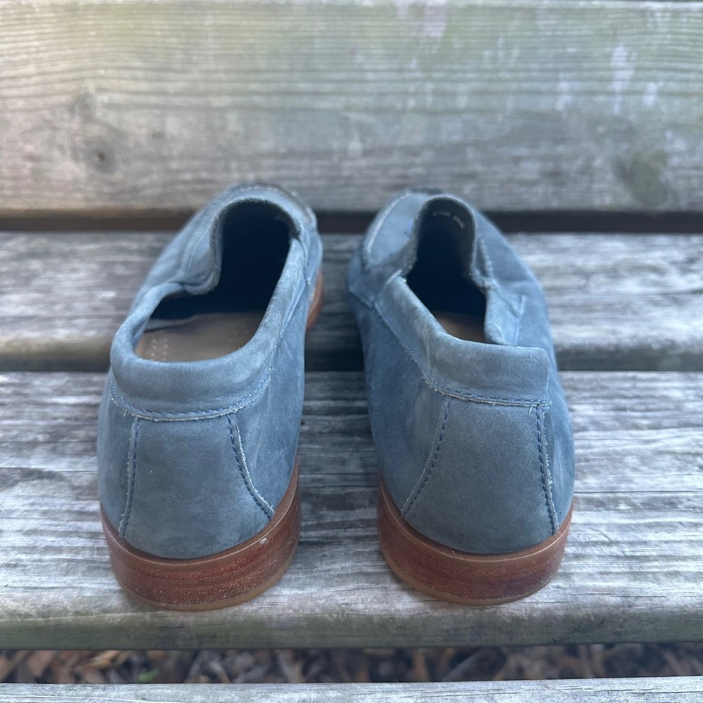 GH Bass Weejuns Slate Blue Nubuck Leather Penny Loafers Handmade Men's Sz 8D - Picture 3 of 10